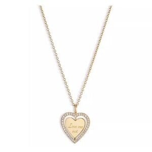 Nadri Heartbreaker Cubic Zirconia 18k Gold Plated Spinner Heart Pendant Necklace